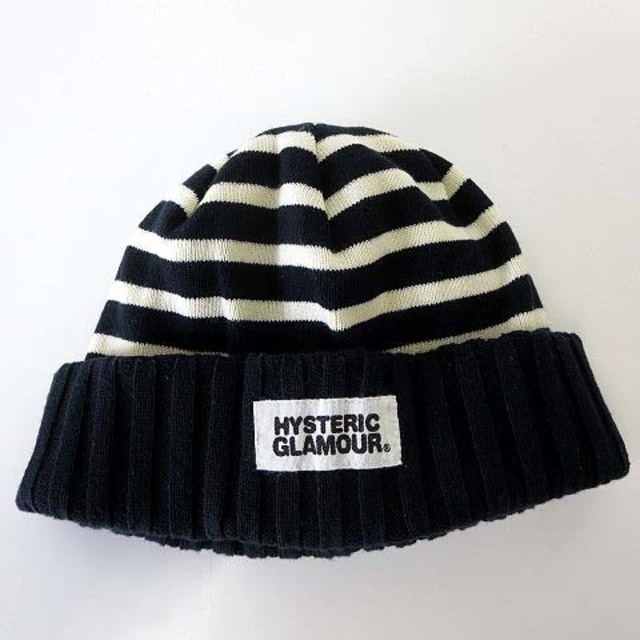 HYSTERIC GLAMOUR(ヒステリックグラマー)のヒステリックグラマー ニットキャップ ニット帽 リバーシブル F 黒 白 帽子 レディースの帽子(その他)の商品写真