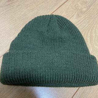 ニット帽 ニットキャップ ビーニー　グリーン　緑　フリーサイズ(ニット帽/ビーニー)