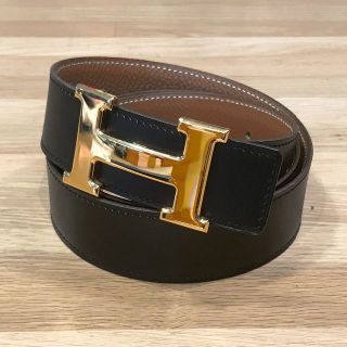 エルメス(Hermes)の美品 エルメス コンスタンス Hベルト メンズ リバーシブル 90 ブラック(ベルト)