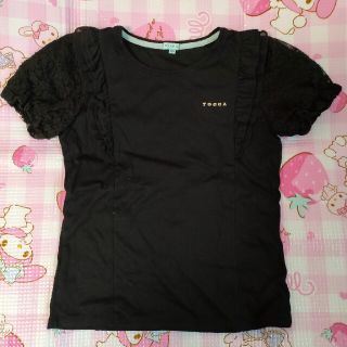 トッカ(TOCCA)のトッカバンビーニ　TOCCA  袖レース半袖カットソー　黒　130(Tシャツ/カットソー)