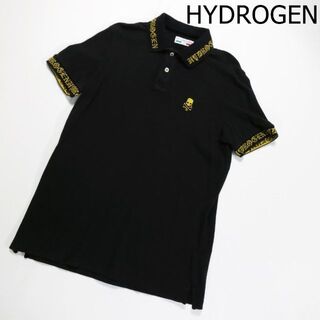 ハイドロゲン(HYDROGEN)のハイドロゲン ポロシャツ ブラック スカル ゴールド刺繍 襟ロゴ 袖ロゴ 髑髏(ポロシャツ)