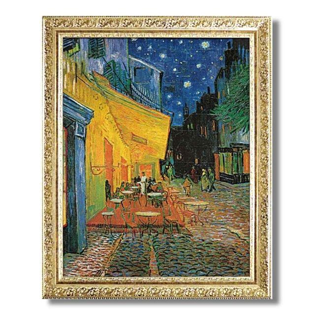 ★ ゴッホ『ミュージアムシリーズ・夜のカフェテラス』複製画・風景画　夜景　街角複製画額サイズ