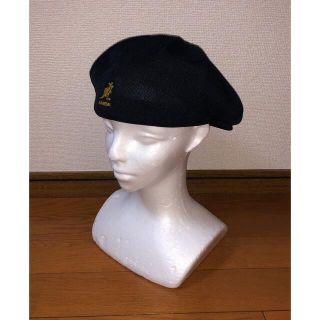 カンゴール(KANGOL)のM 美品 KANGOL ハンチングキャップ ブラック 黒 カンゴール ベレー帽(ハンチング/ベレー帽)