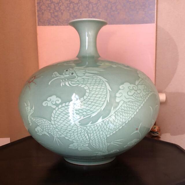 韓国 高麗青磁 龍 壺 花瓶 rodgersyachtsales.com