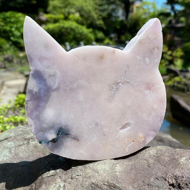 ピンクアメジスト　猫ちゃん　アメジストアゲート　ラベンダーカラー　水晶　アゲート