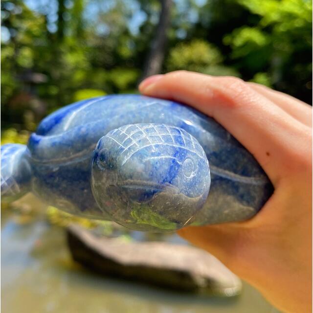 ブルーアベンチュリンクォーツ　海亀ちゃん🐢　リアルサイズ　1.32kg インテリア/住まい/日用品のインテリア小物(置物)の商品写真