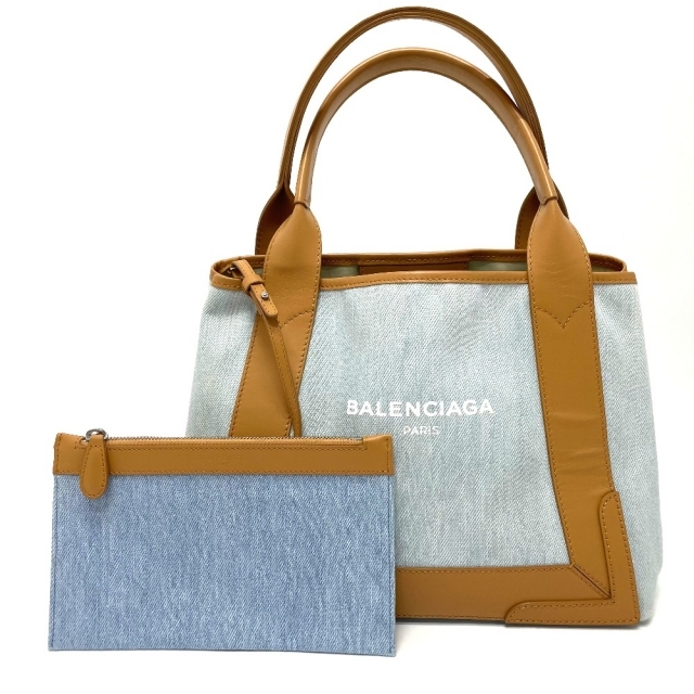 バレンシアガ BALENCIAGA ネイビーカバスS 339933 ロゴプリント ...