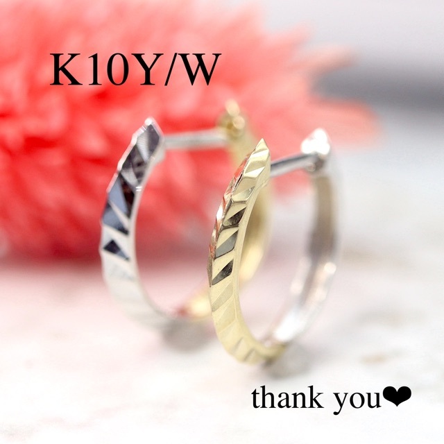 K10Y /WGカットデザインピアス