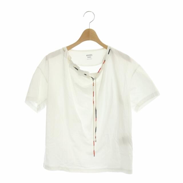 エルメス HERMES コードネック Tシャツ カットソー 半袖 34 白