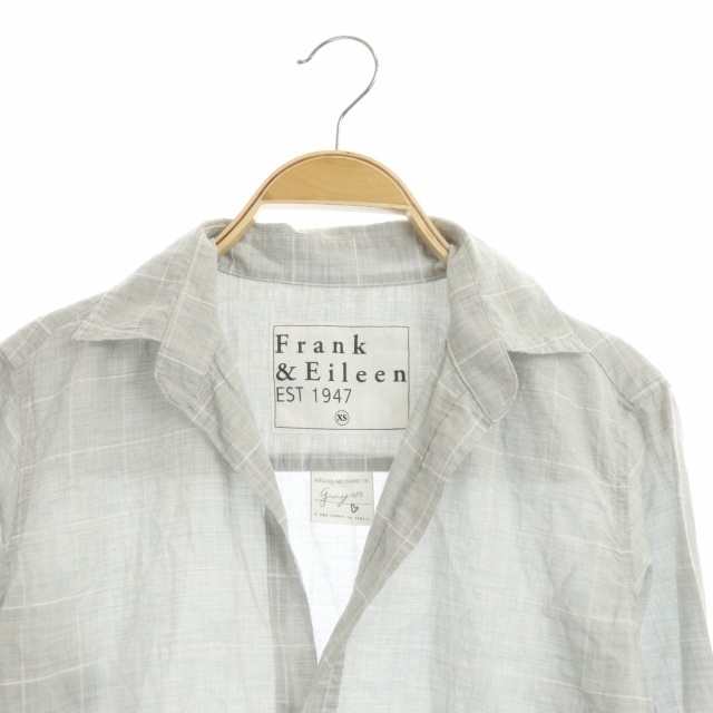 Frank&Eileen(フランクアンドアイリーン)のフランク&アイリーン シャツ チュニック丈 長袖 チェック XS グレー 白 レディースのトップス(シャツ/ブラウス(長袖/七分))の商品写真