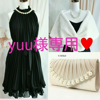 yuu様専用♥ 3点セット☆ドレス＆ファーケープ＆大きめクラッチ(ミニドレス)