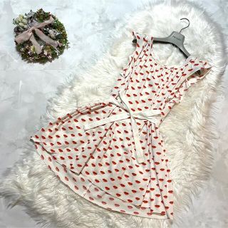本物 美品 プラダ リボン付き リップ 総柄 チュニック ワンピース チュニック