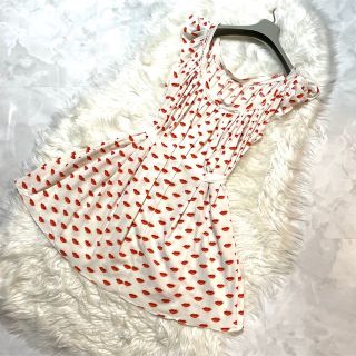 本物 美品 プラダ リボン付き リップ 総柄 チュニック ワンピース チュニック