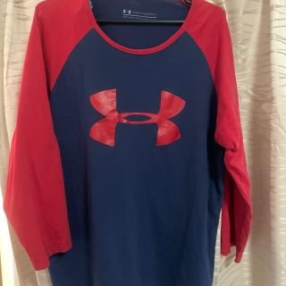 アンダーアーマー(UNDER ARMOUR)のUNDER ARMOUR アンダーメンズTシャツ　7分袖　美品　赤紺　マーク(Tシャツ/カットソー(七分/長袖))