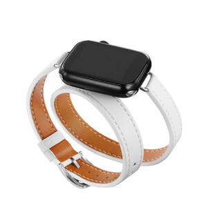 アップルウォッチ(Apple Watch)のApple Watch ベルト ホワイト 革 アップルウォッチバンド 42mm(レザーベルト)