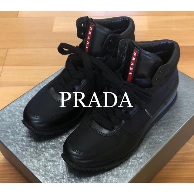 ◆新品◆PRADA◆プラダ◆スニーカー◆ハイカット◆レザー◆国内正規品◆24cm