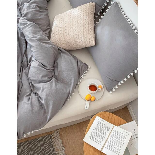 ポンポンデコレーション 寝具セット 1点物 枕カバー 掛け布団カバー