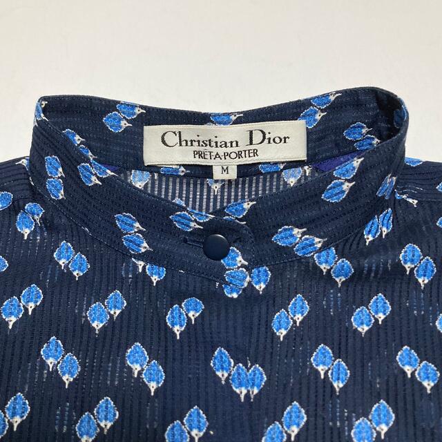 Christian Dior(クリスチャンディオール)のChristian Dior　スタンドカラー　ブラウス　ノーカラー　ヴィンテージ レディースのトップス(シャツ/ブラウス(半袖/袖なし))の商品写真