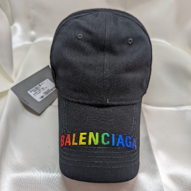 新品未使用★バレンシアガ　キャップLサイズ黒、レインボーロゴBALENCIAGA帽子