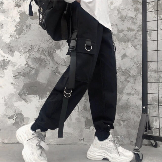 XL カーゴパンツ ジョガーパンツ 仕事服 シンプル 黒（ブラック） 通販