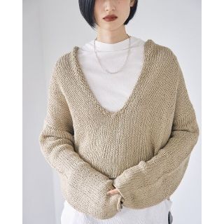 トゥデイフル(TODAYFUL)の【美品】人気完売 TODAYFUL Uneck Hand Knit リネンニット(ニット/セーター)