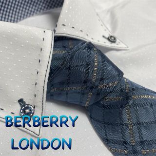 バーバリー(BURBERRY)のバーバリーロンドン　ネクタイ　チェック柄　ブランドネーム　光沢　厚手(ネクタイ)