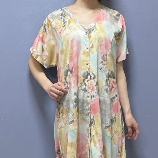 vintage ワンピース　花柄　ティアード　ヨーロッパ古着(ロングワンピース/マキシワンピース)