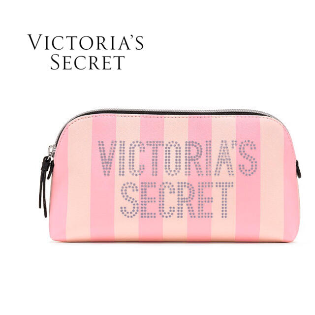 Victoria's Secret(ヴィクトリアズシークレット)の新品＊ヴィクトリア シークレット＊ポーチ/メイクバッグ＊ピンクストライプ レディースのファッション小物(ポーチ)の商品写真