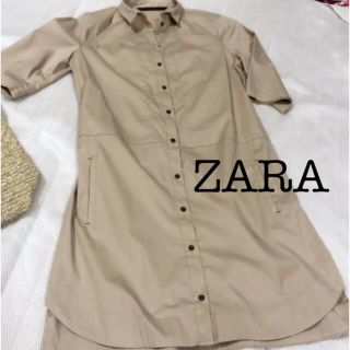 ザラ(ZARA)のZARA BASIC☆ワンピース♬ベージュ(ひざ丈ワンピース)