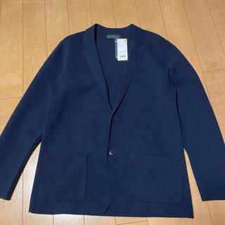 ユニクロ(UNIQLO)の【未使用】UNIQLO☆ストレッチミラノリブジャケット☆ネイビー☆Lサイズ(テーラードジャケット)