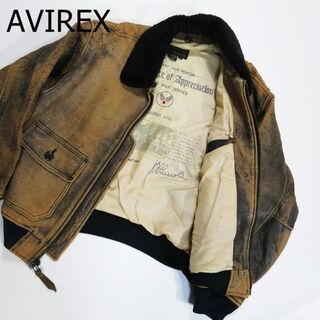 アヴィレックス(AVIREX)のG-1 アヴィレックス USA製 レザージャケット サイズM 本革 ボア 茶色(レザージャケット)