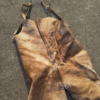 1930s french vintage work leather apron