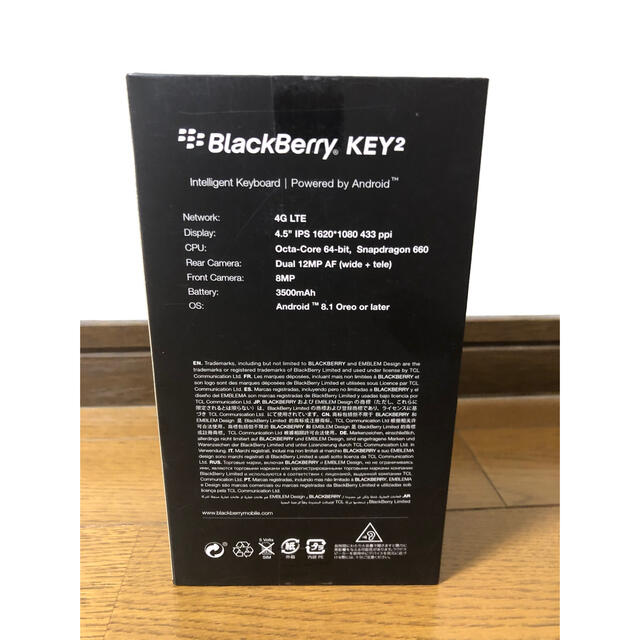 BlackBerry(ブラックベリー)の【新品 未開封】BlackBerry KEY2/Black  ※残りわずか スマホ/家電/カメラのスマートフォン/携帯電話(スマートフォン本体)の商品写真