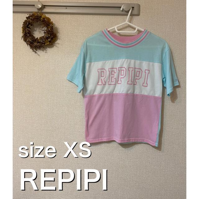 repipi armario(レピピアルマリオ)のREPIPI レピピアルマリオ　XS 水色　ピンク　ホワイト　かわいい レディースのトップス(Tシャツ(半袖/袖なし))の商品写真