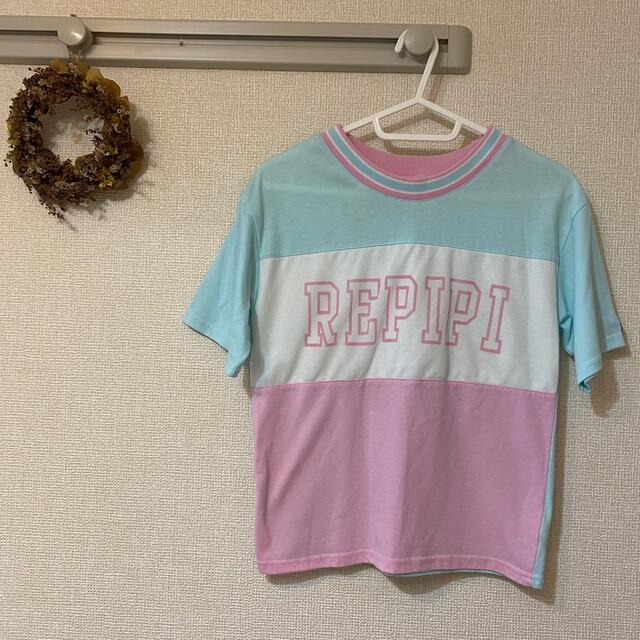 repipi armario(レピピアルマリオ)のREPIPI レピピアルマリオ　XS 水色　ピンク　ホワイト　かわいい レディースのトップス(Tシャツ(半袖/袖なし))の商品写真