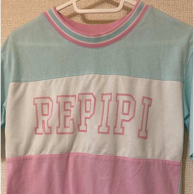 repipi armario(レピピアルマリオ)のREPIPI レピピアルマリオ　XS 水色　ピンク　ホワイト　かわいい レディースのトップス(Tシャツ(半袖/袖なし))の商品写真