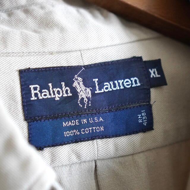 POLO RALPH LAUREN(ポロラルフローレン)の90s ラルフローレン 刺繍ロゴ シャツ USA製 XL 古着 vintage メンズのトップス(シャツ)の商品写真