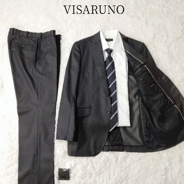 【美品】ビサルノ セットアップスーツ チャコールカラー 身長180-体型A