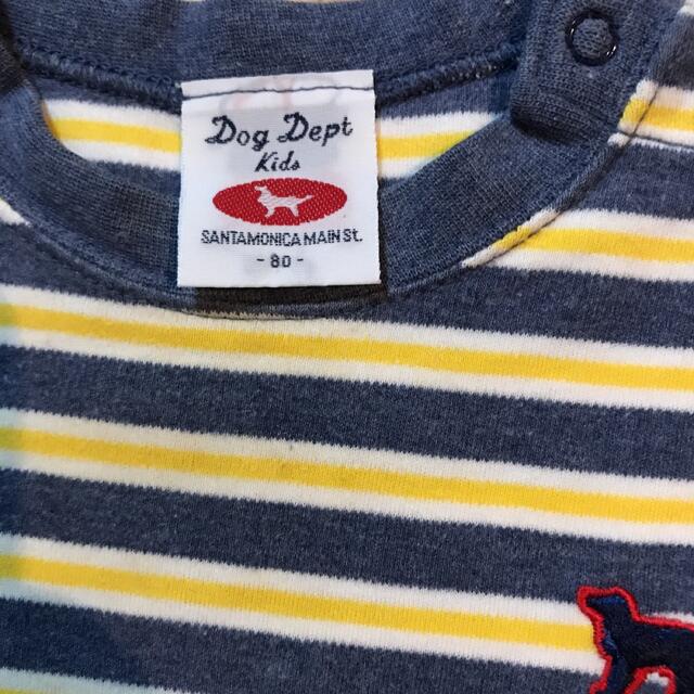DOG DEPT(ドッグデプト)の【良品】DogDeptKidsオーバーオールと長袖Tシャツのセット キッズ/ベビー/マタニティのベビー服(~85cm)(カバーオール)の商品写真