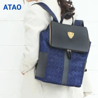 アタオ(ATAO)のATAOアタオ マッシュルームモノグラム リュック ネイビー 美品(リュック/バックパック)