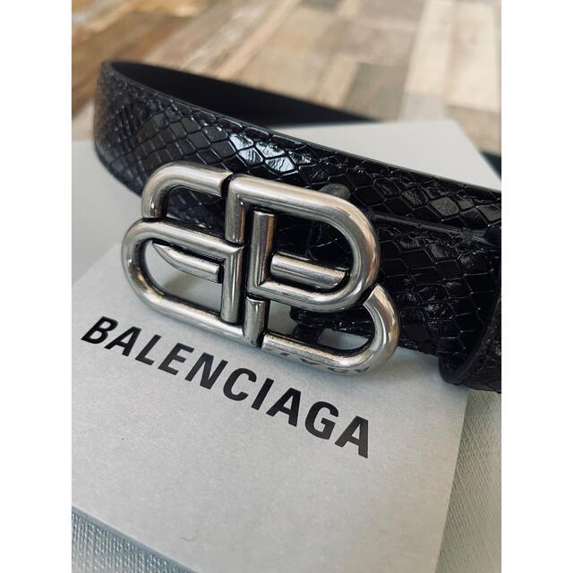 BALENCIAGA(バレンシアガ)ブラック リザード シルバーバックル 85