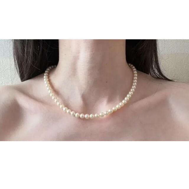 アンティーク　あこや真珠ネックレス  ⚪️6.5㎜　　silver 難あり