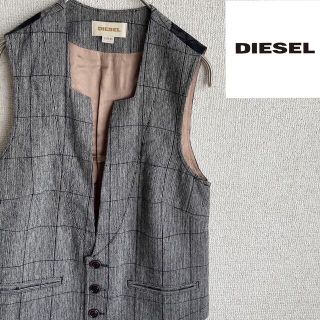 ディーゼル(DIESEL)のDIESEL チェック柄　ジレ　ベスト　ディーゼル　XSサイズ(ベスト)