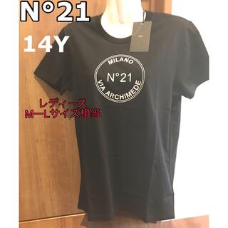 ヌメロヴェントゥーノ(N°21)のN°21 ヌメロヴェントゥーノ　ブラック　サークルロゴ　Tシャツ　14Y(Tシャツ(半袖/袖なし))