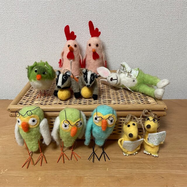 ビンカ様専用　【訳ありSALE】羊毛フェルト　動物セット ハンドメイドのぬいぐるみ/人形(ぬいぐるみ)の商品写真