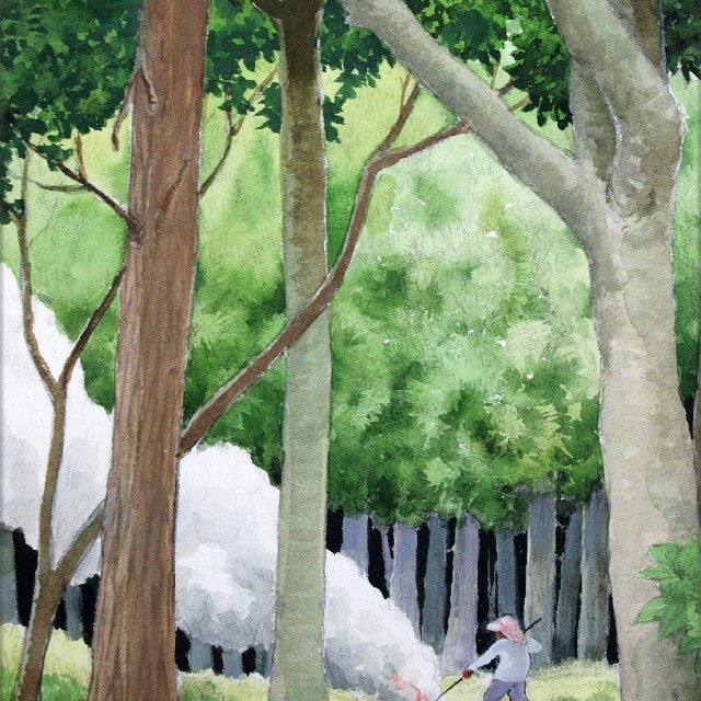 男女兼用 初冬の森の焚火 絵画+タペストリー - electmcshane.com