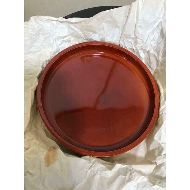 飛騨春慶 天然木 お盆 新品未使用 漆塗り 名入れ有 丸盆 工芸品 飛騨高山