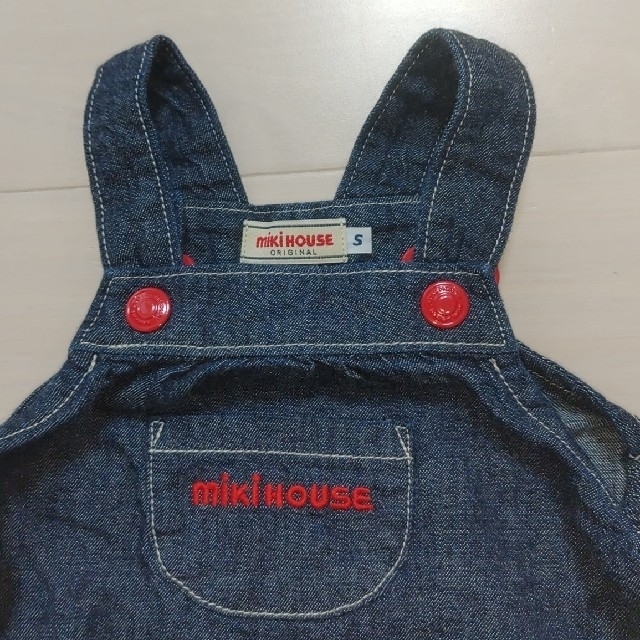 mikihouse(ミキハウス)のミキハウス　デニムロンパース　Sサイズ キッズ/ベビー/マタニティのベビー服(~85cm)(カバーオール)の商品写真