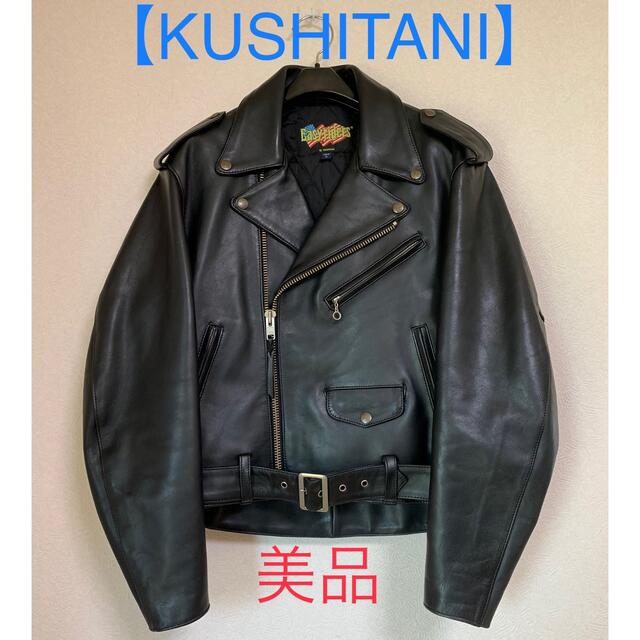 【クシタニ】KUSHITANI ダブルライダースジャケット 本革 黒 L美品自動車/バイク