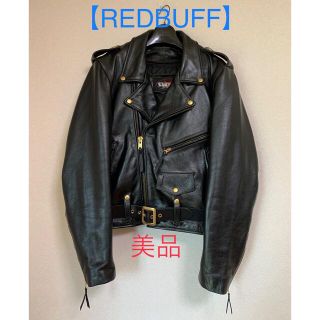 【RED BUFF】レッドバフ ダブルライダース レザー 本革 黒ブラックL美品(ライダースジャケット)